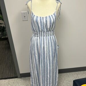 Striped spaghetti strap long dress